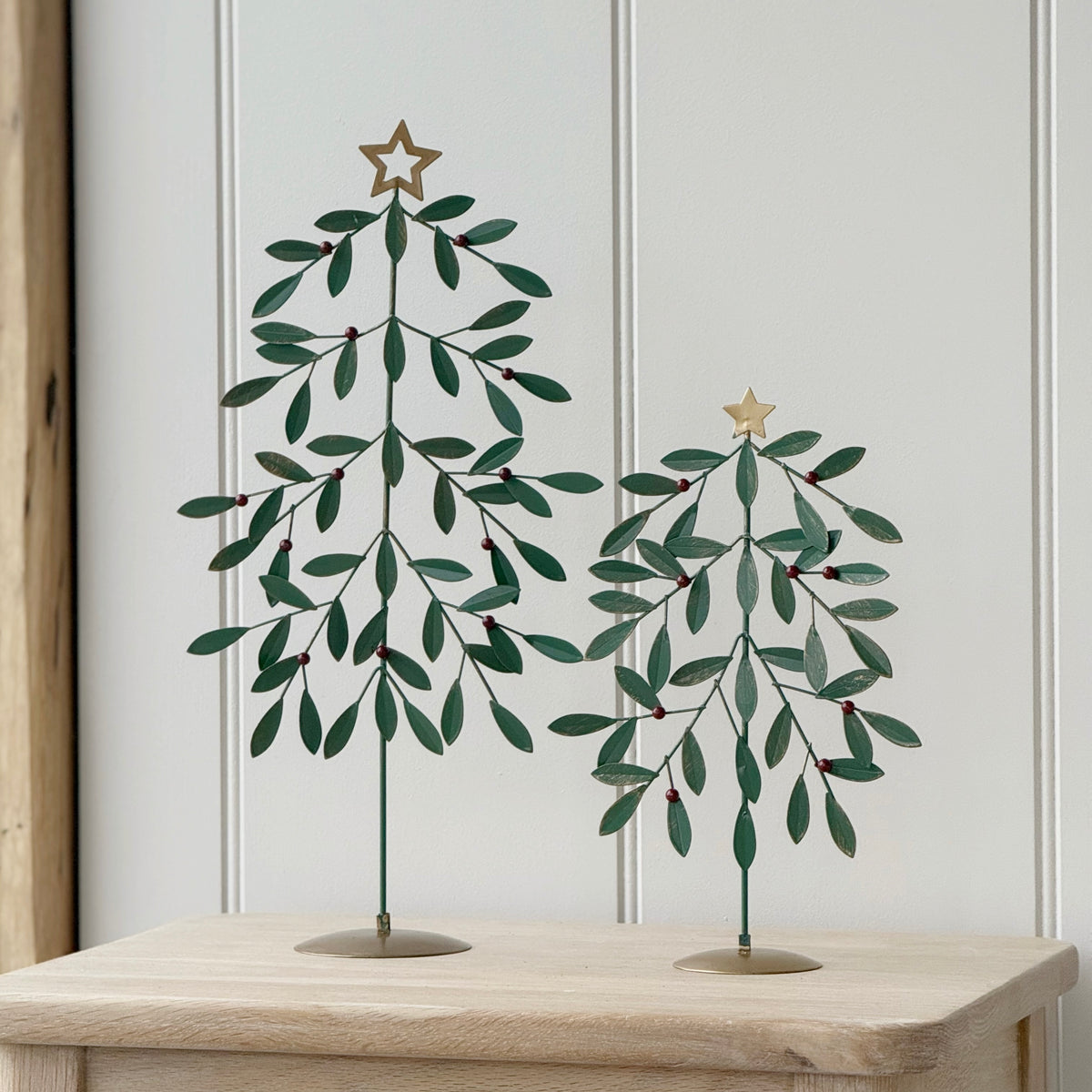 Set Of 2 Festive Metal Berry Trees