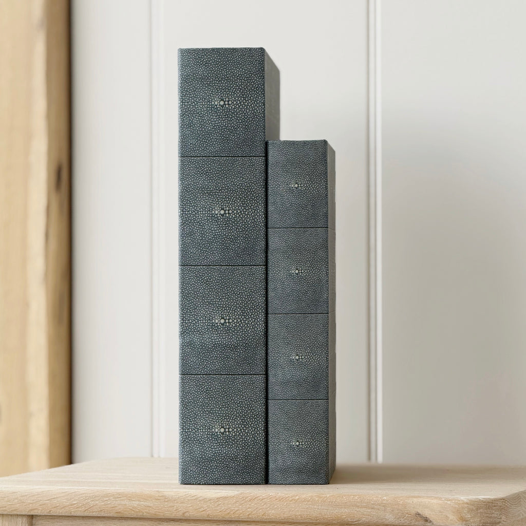 Set Of Faux Shagreen Book Box