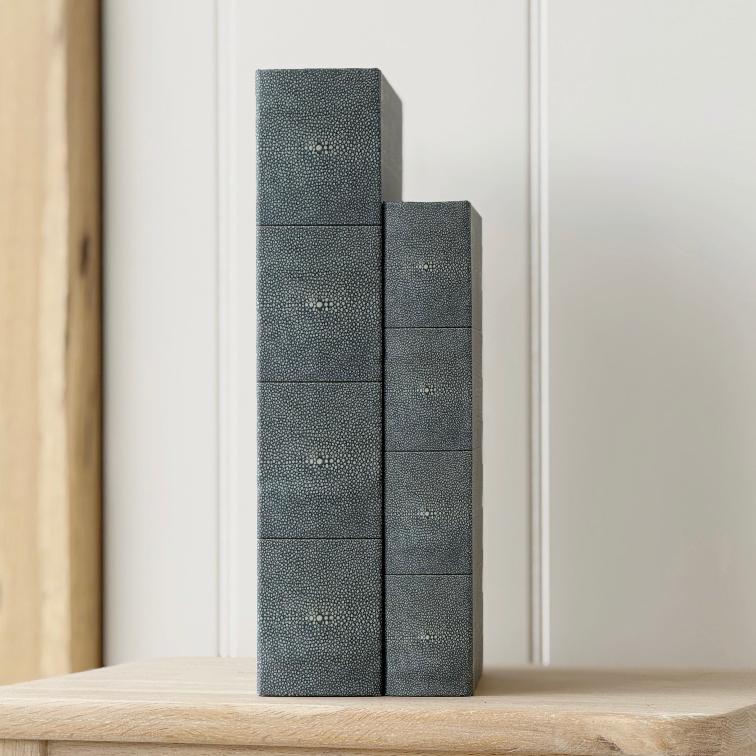 Set Of Faux Shagreen Book Box