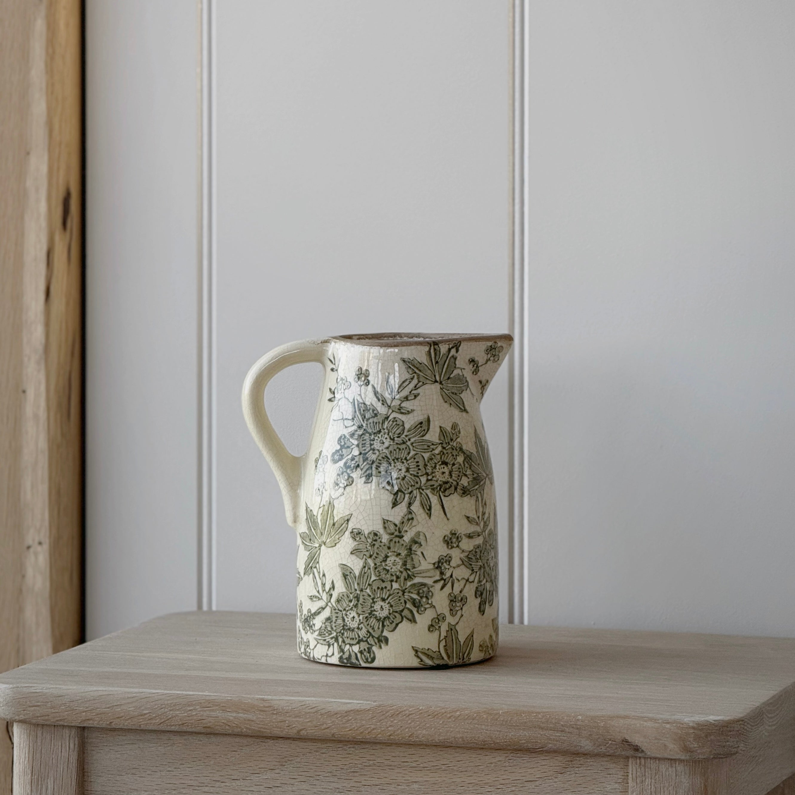 Small Cottage Green Floral Jug