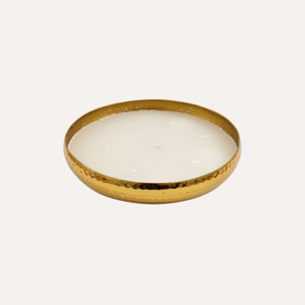 Large Gold Hammered 7 Wick Candle