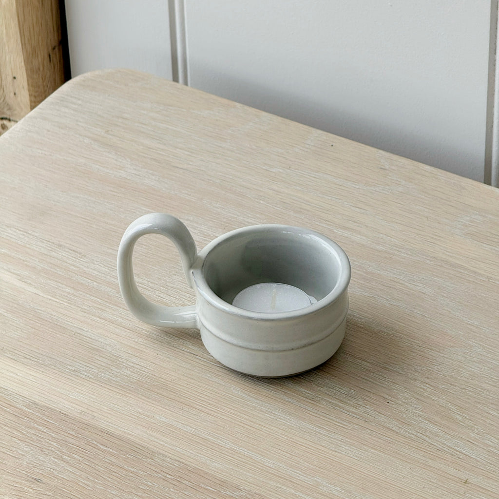 Milk White Stoneware Candle Cup