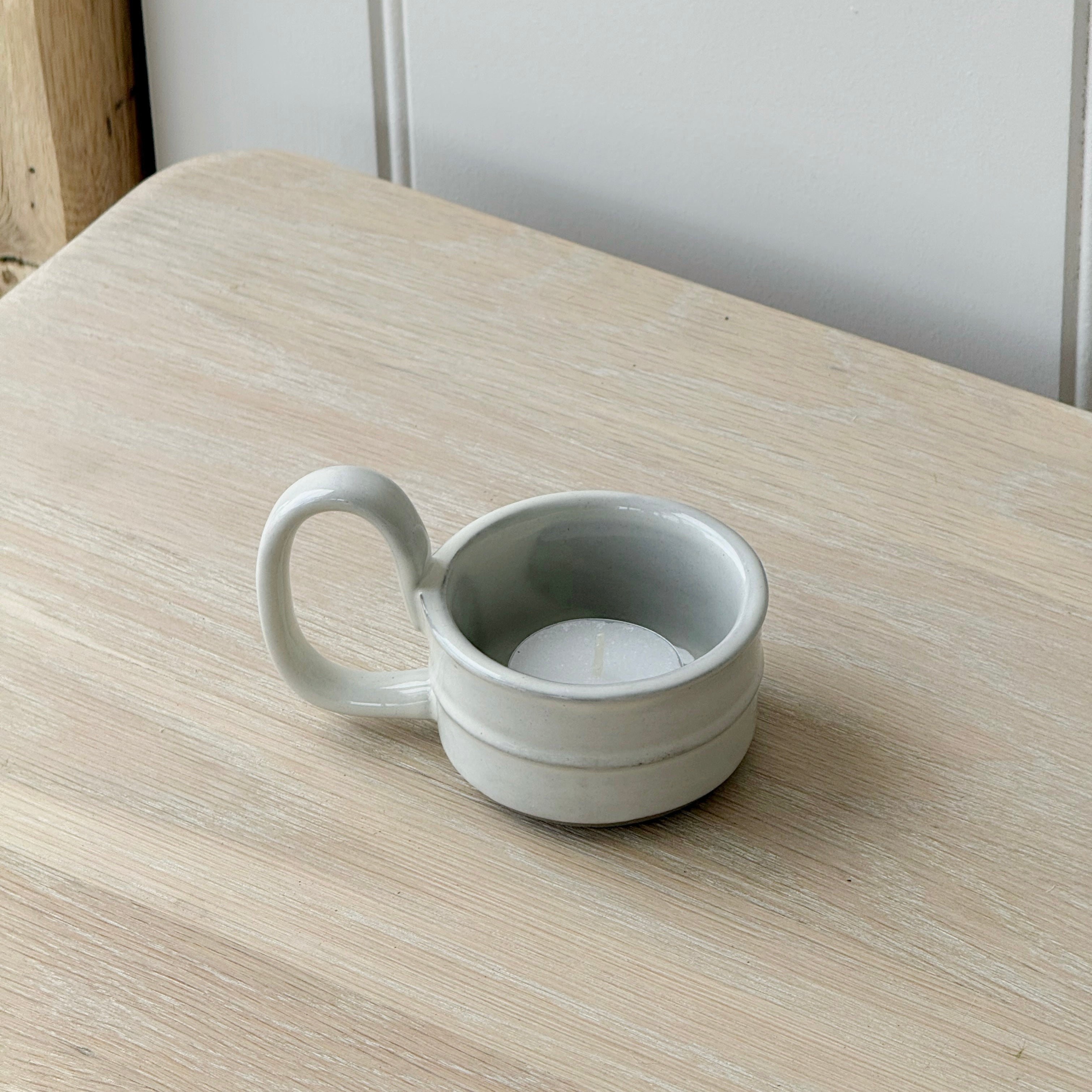 Milk White Stoneware Candle Cup
