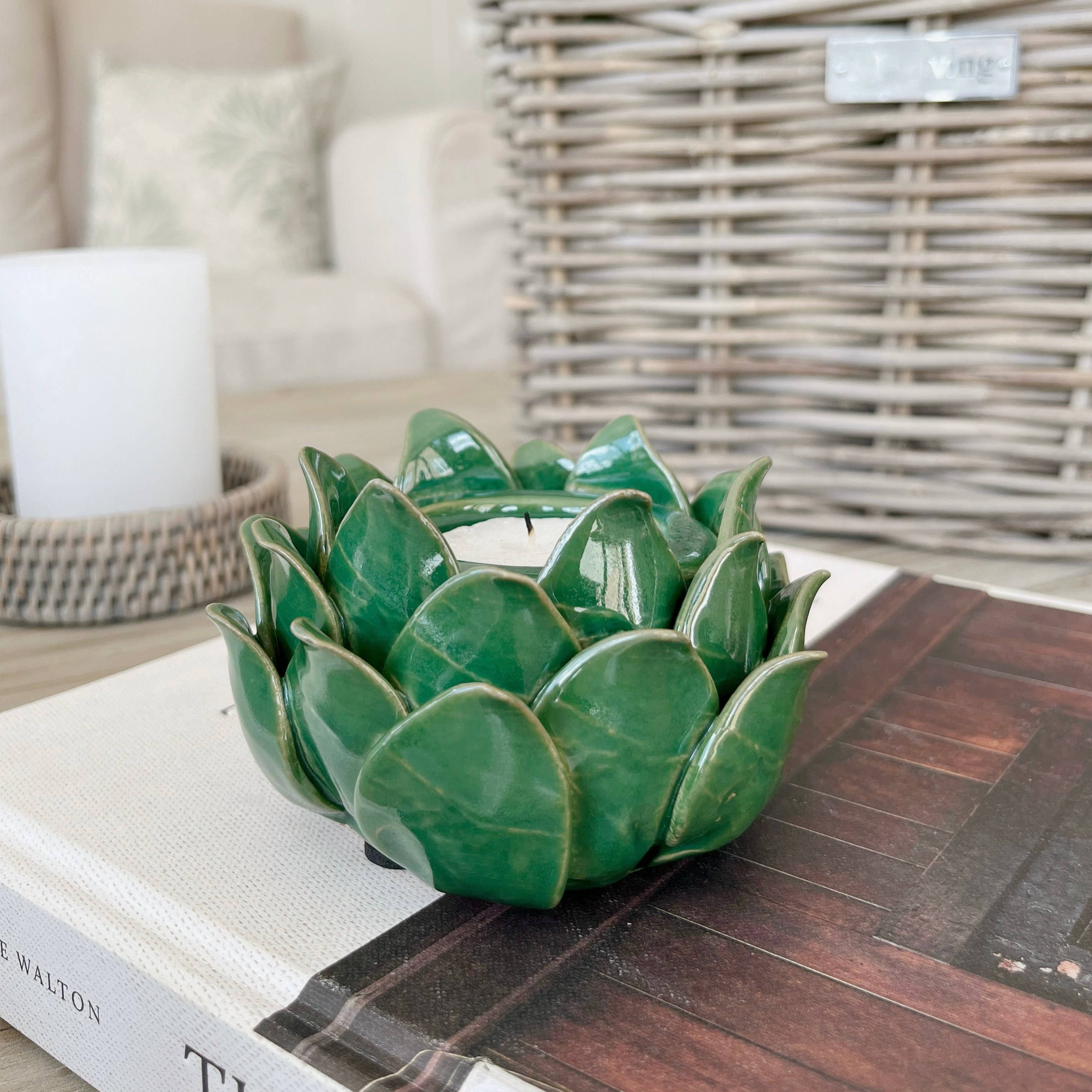Green Artichoke Tea Light Holder