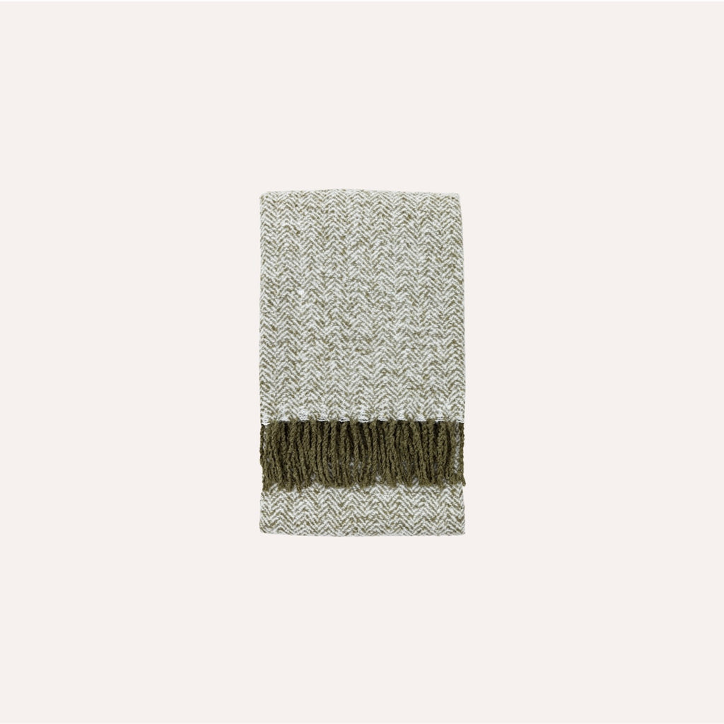 Herringbone Faux Mohair Sage Throw