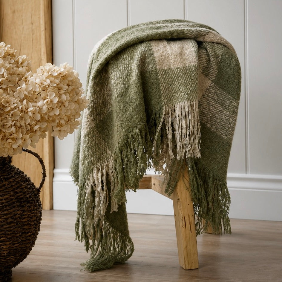Forest Green Knitted Throw