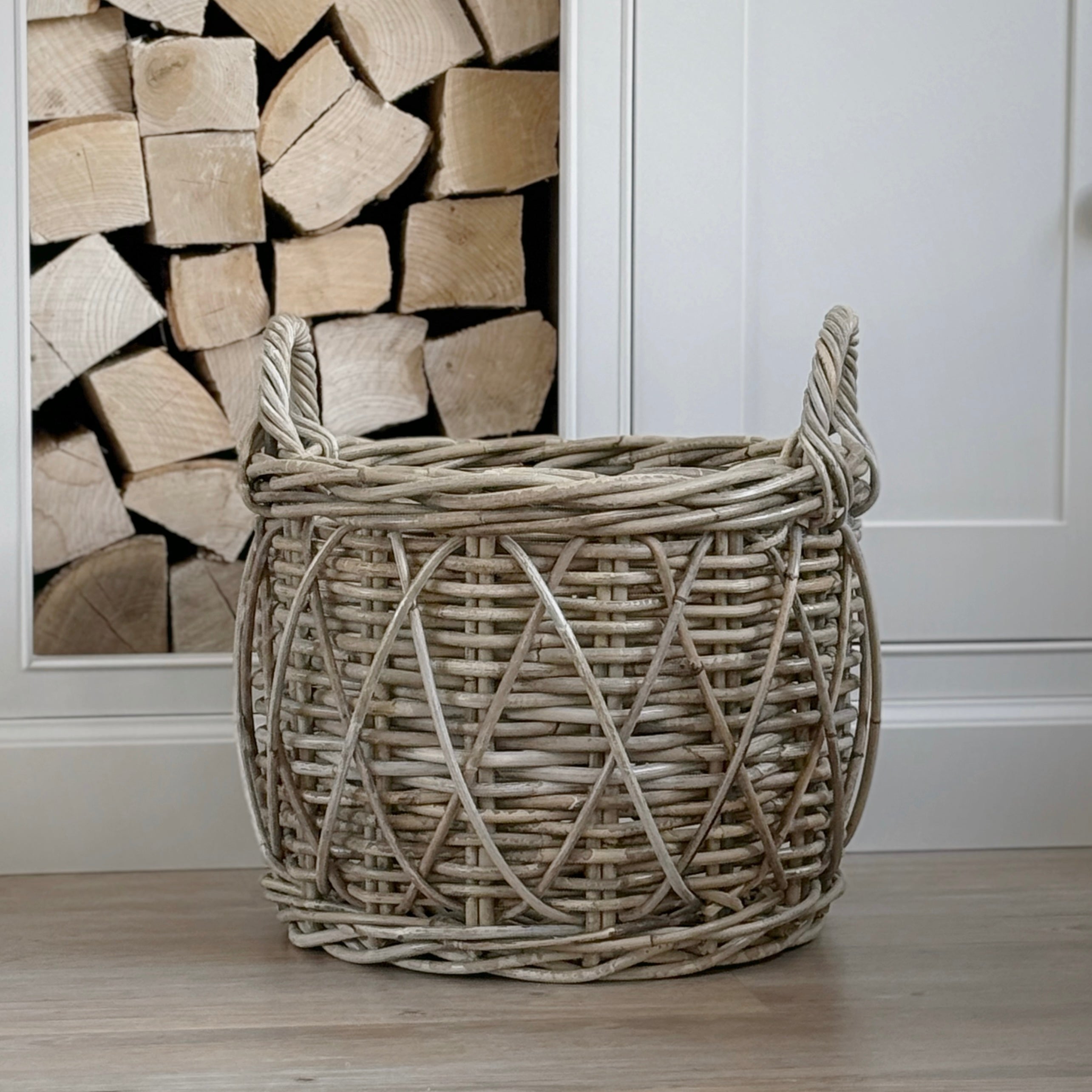 Round Cross Weave Log Basket