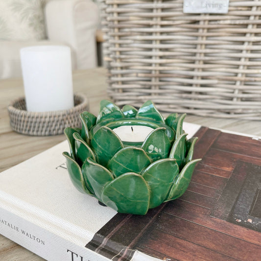 Green Artichoke Tea Light Holder