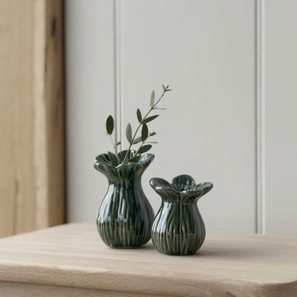 Set Of 2 Green Ingrid Vases