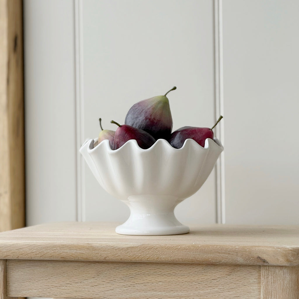 White Ruffled Bowl