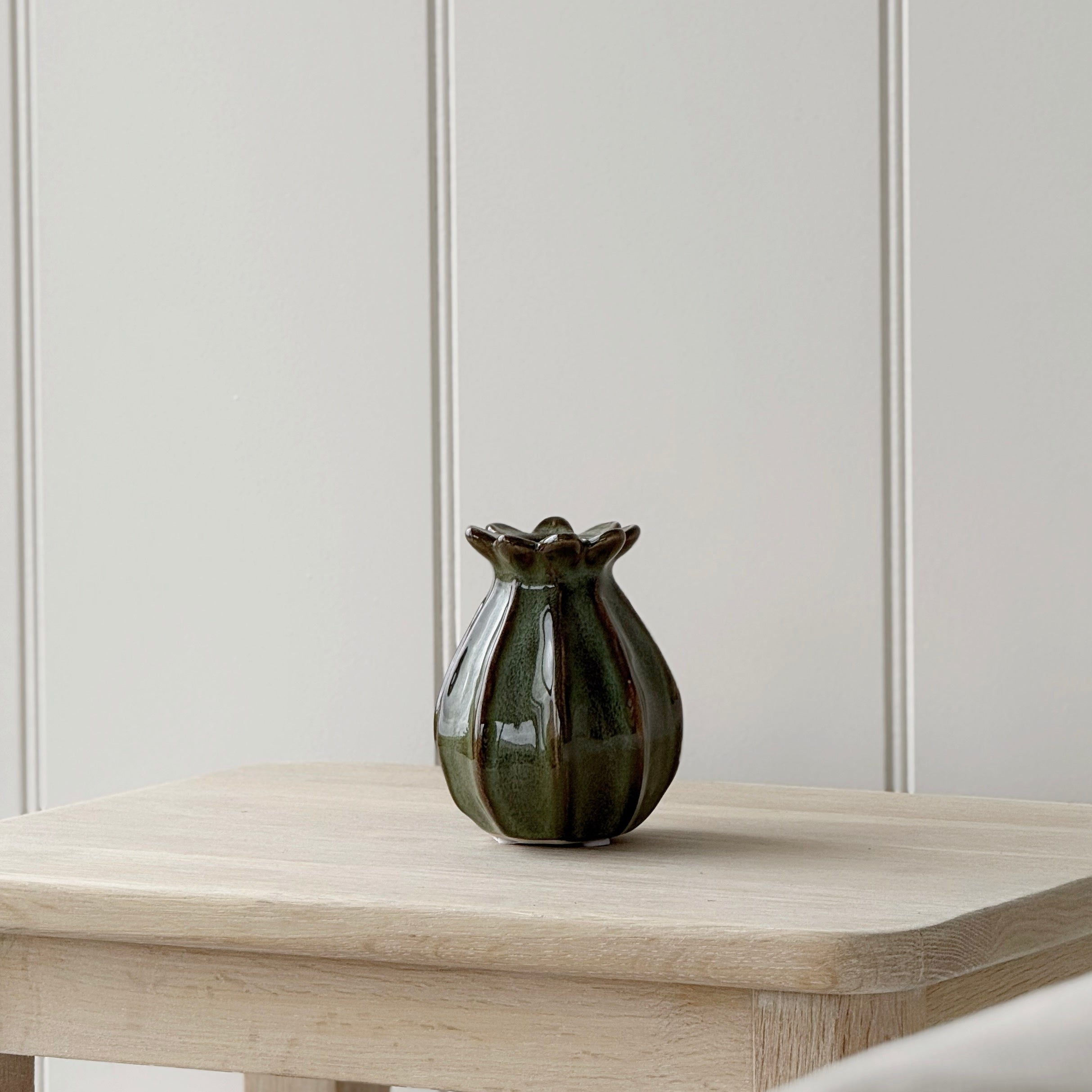 Moss Green Poppy Vase