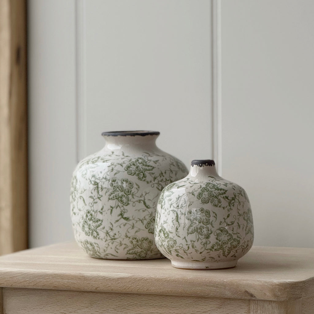 Vintage Style Green Squat Flo Vase