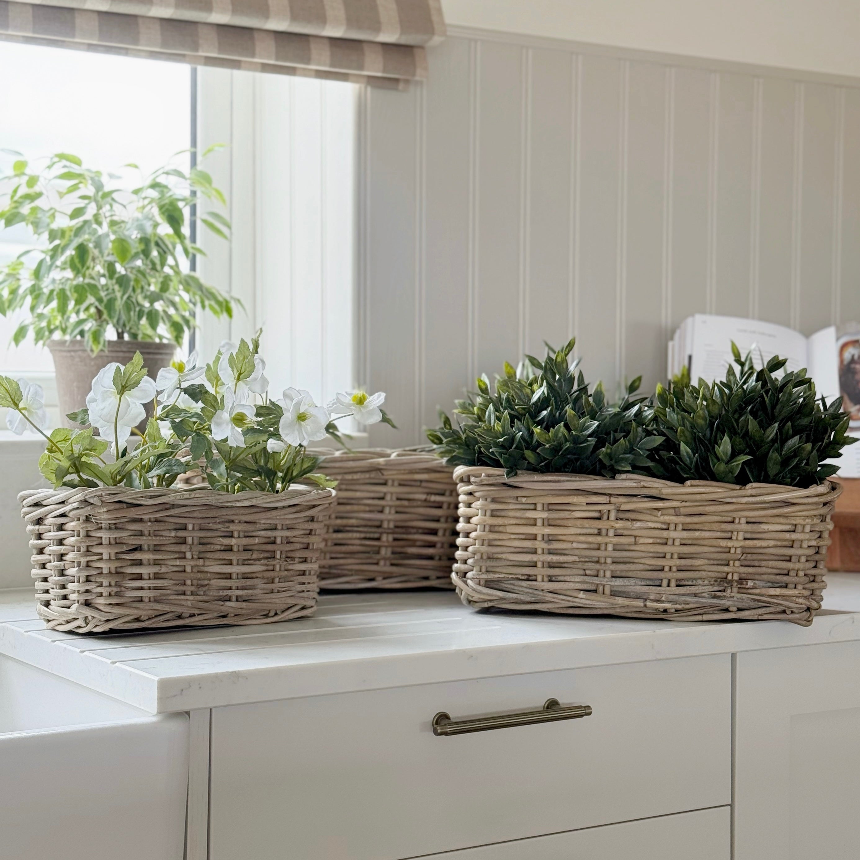 Imperfect Rattan Rectangular Planter
