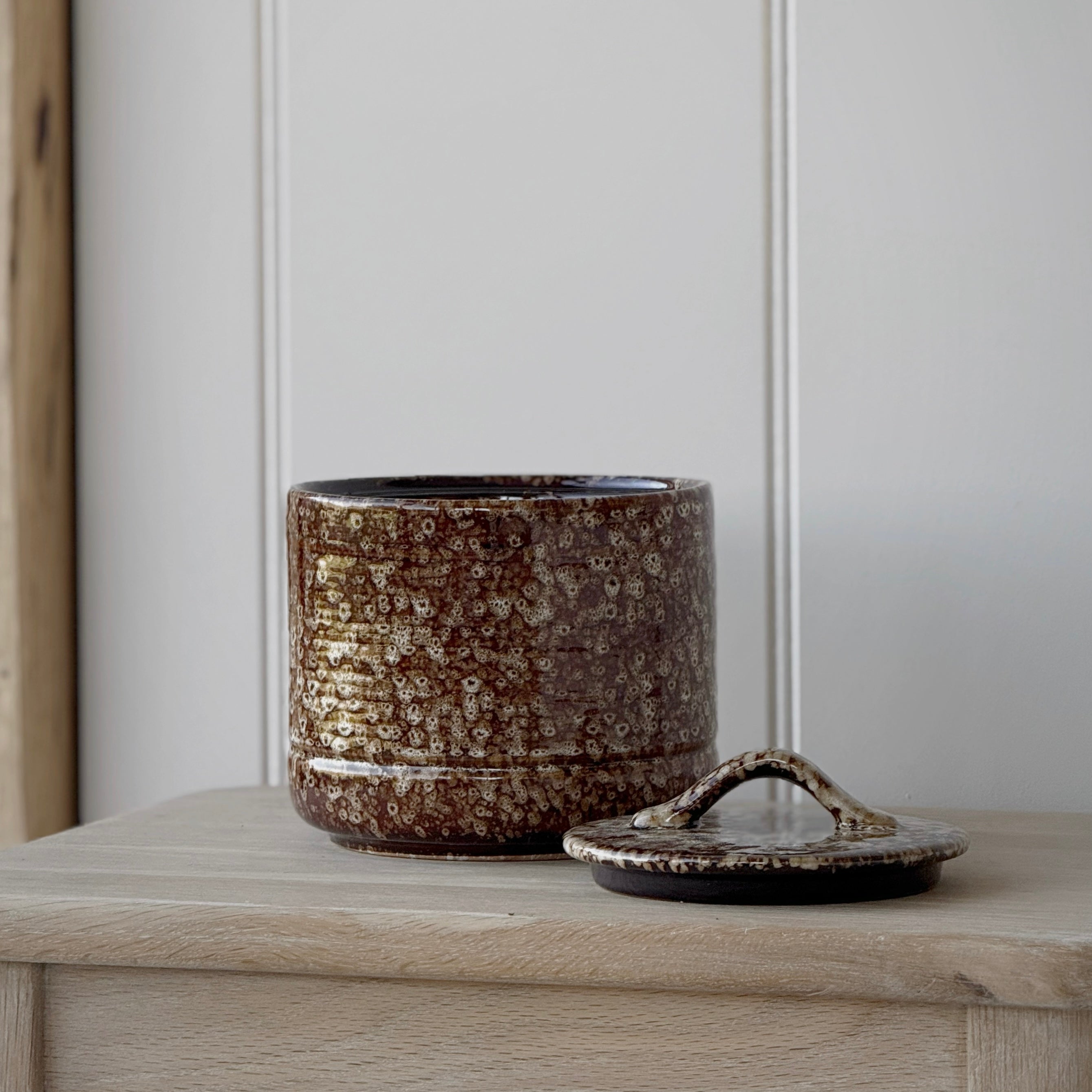 Mottled Brown Lidded Pot