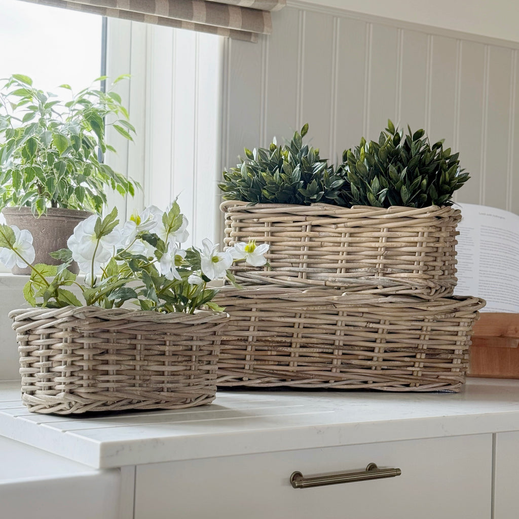 Imperfect Rattan Rectangular Planter