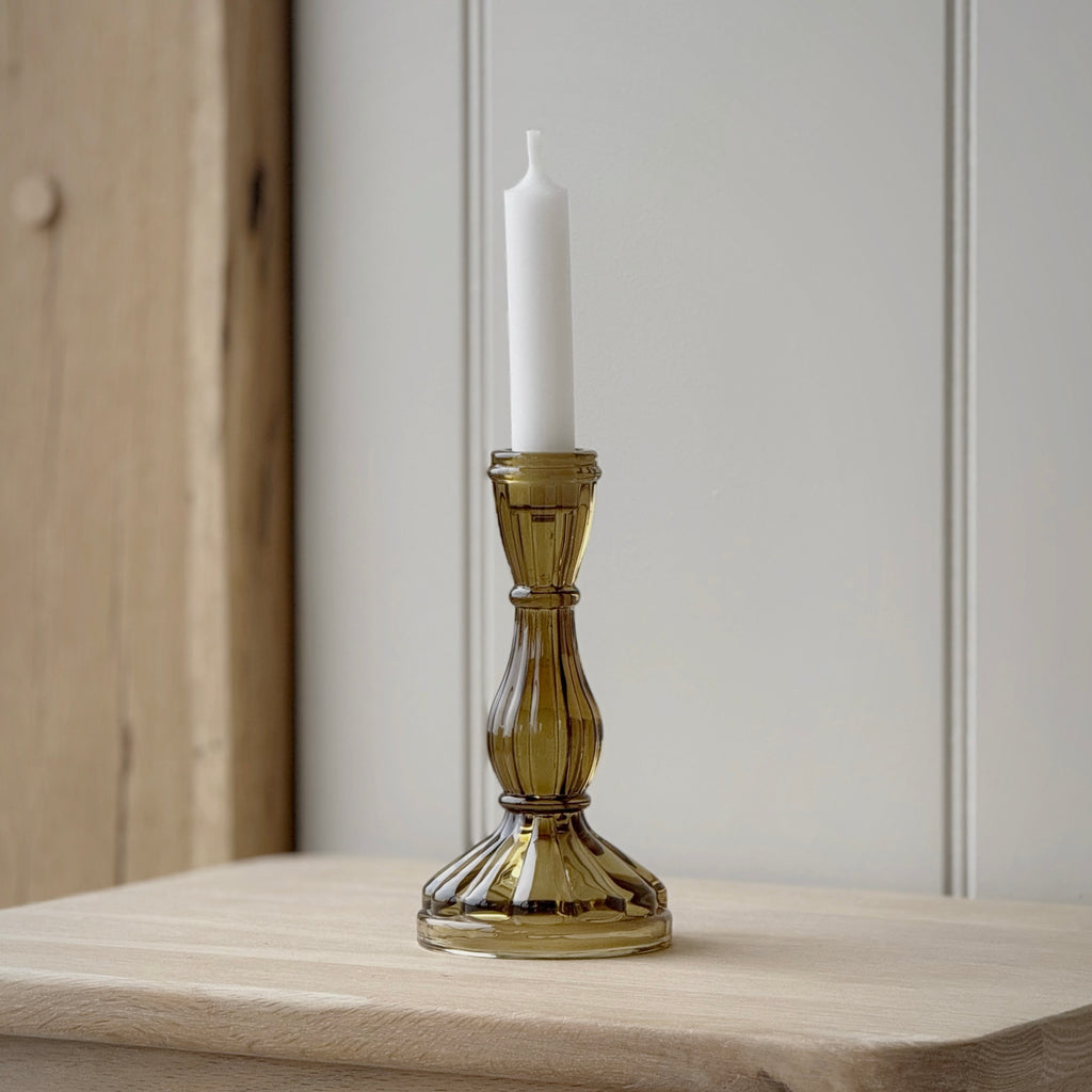 Amber Hourglass Candlesticks