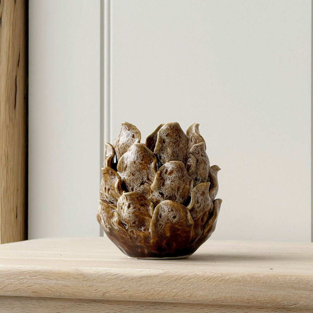 Brown Artichoke Candle Holder