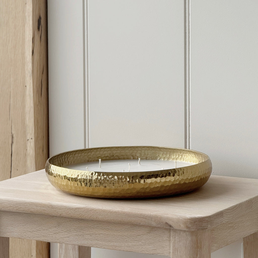 Large Gold Hammered 7 Wick Candle