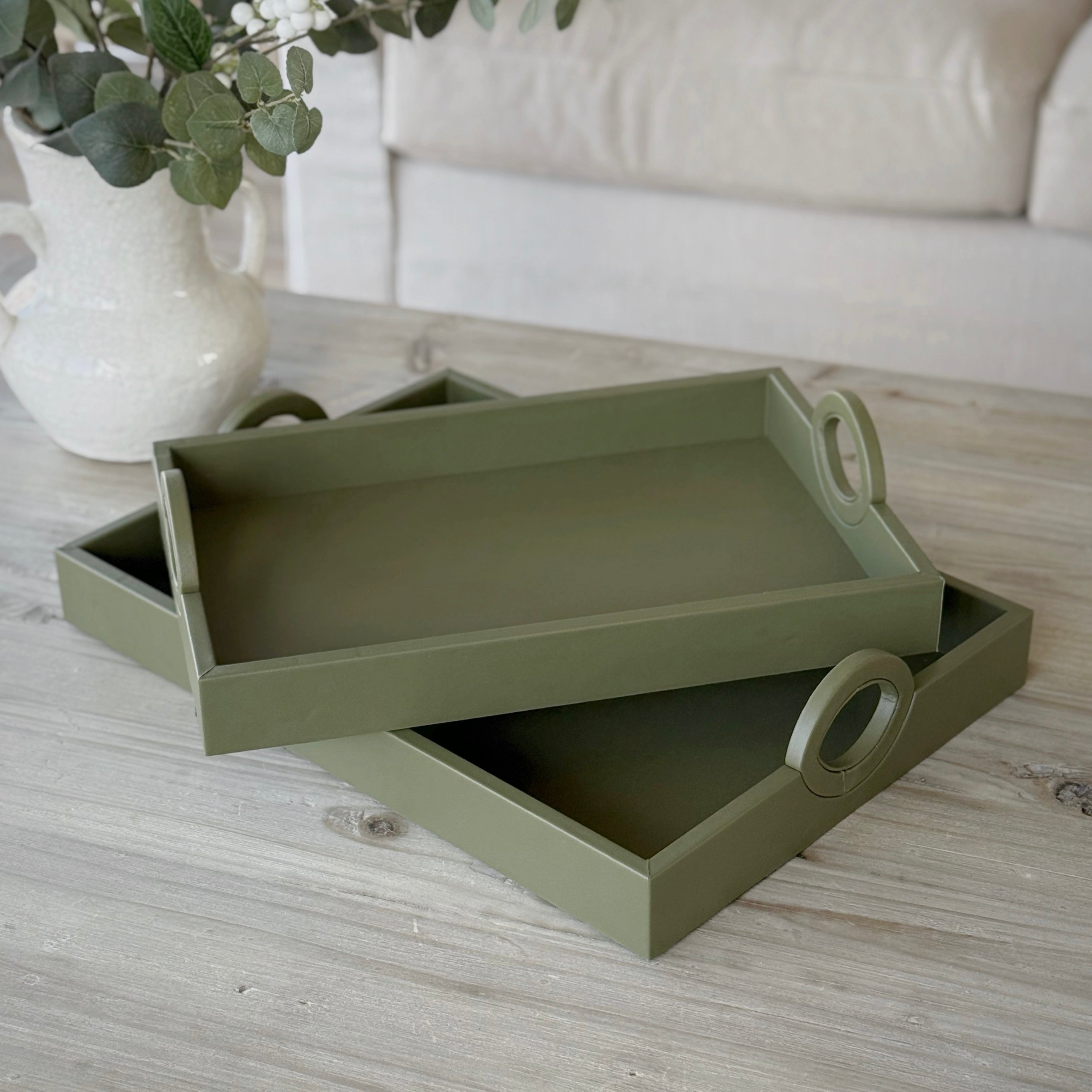 Green Faux Leather Tray