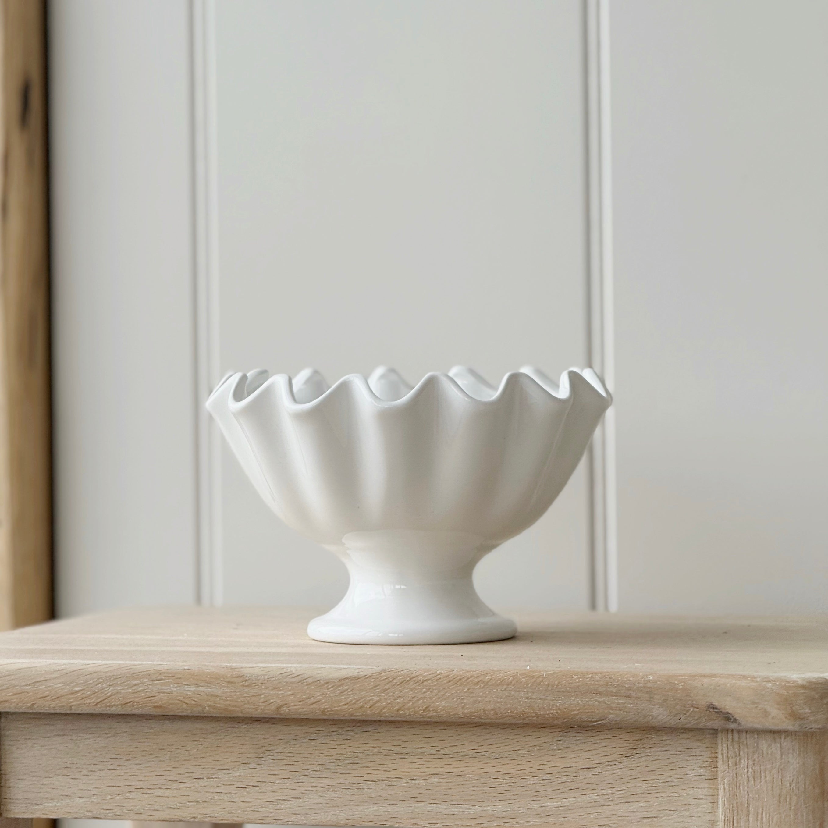 White Ruffled Bowl