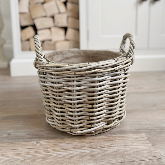 Round Hessian Log Basket