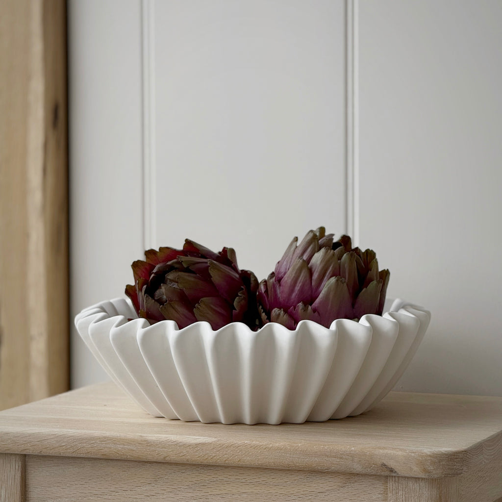 Large Chalk Waved Bowl