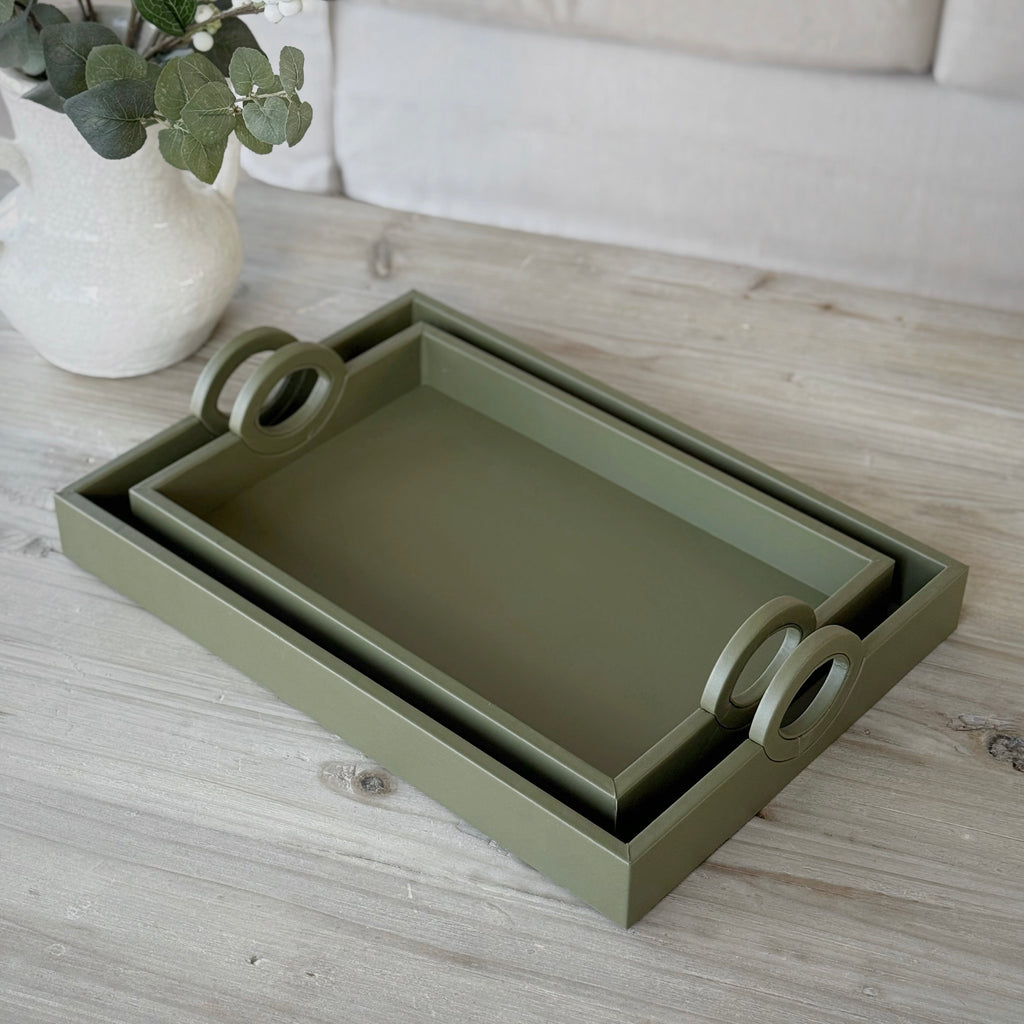 Green Faux Leather Tray