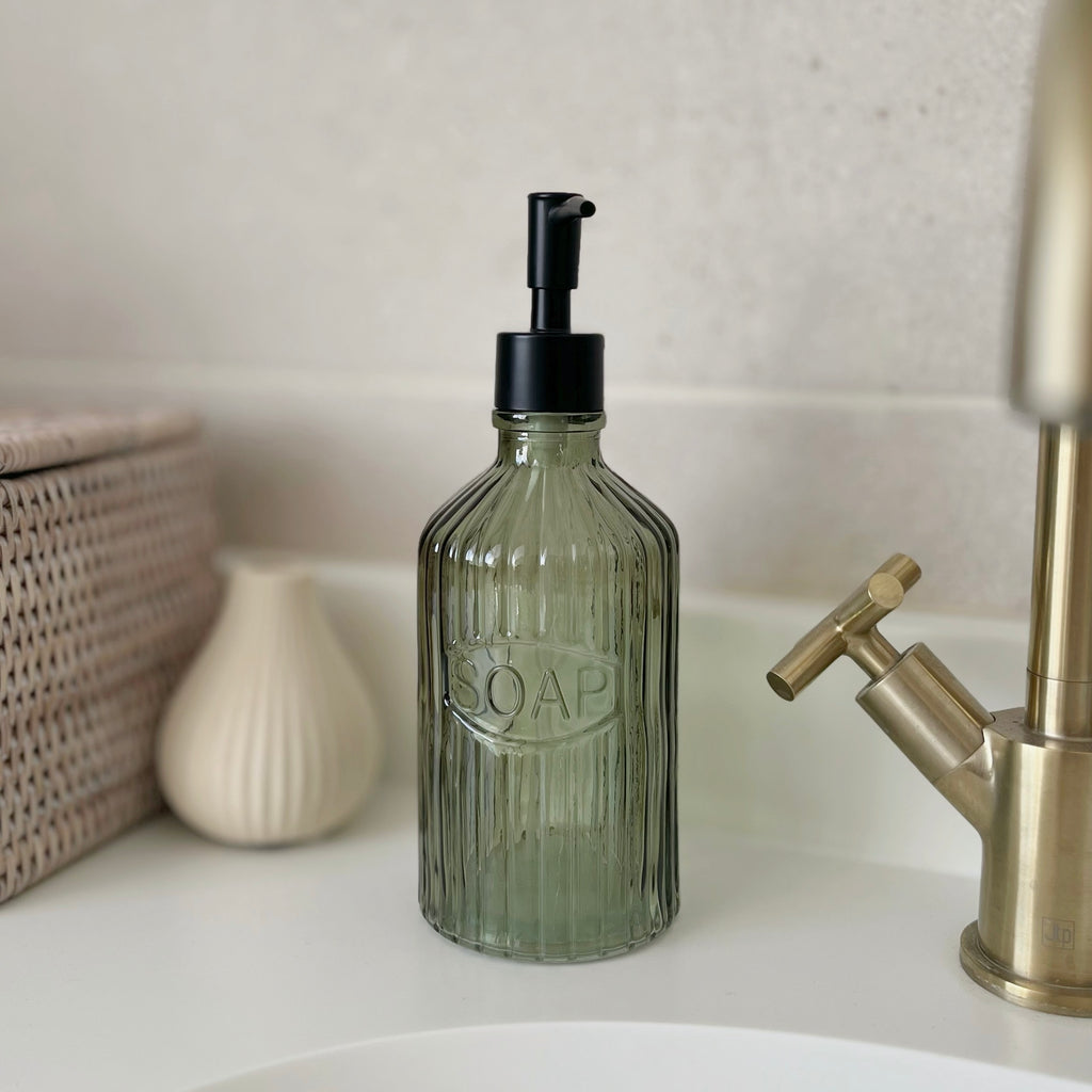 Green Glass Soap Dispenser