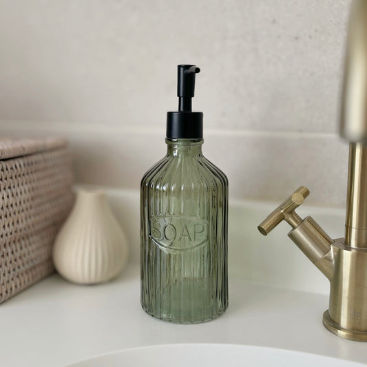 Green Glass Soap Dispenser
