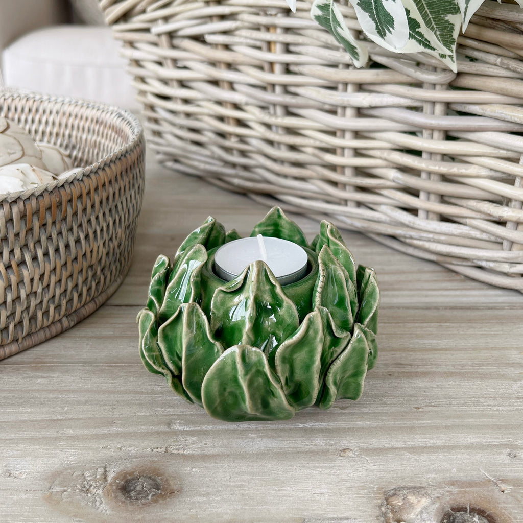 Green Artichoke Dinner Candle Holder