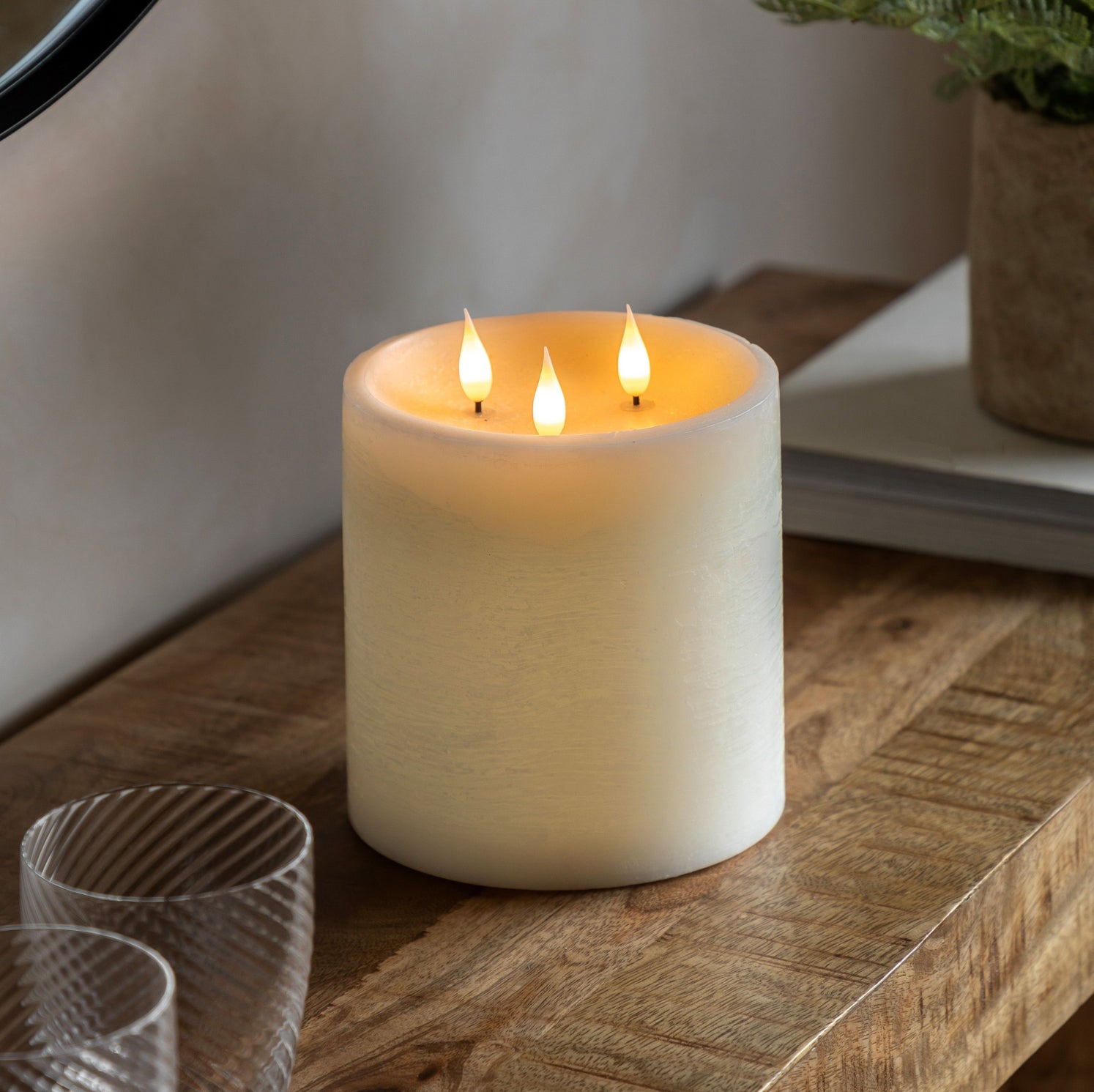 LED 3 Wick Ivory Candle