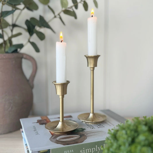 Imperfect Tall Brass Dinner Candle Holder