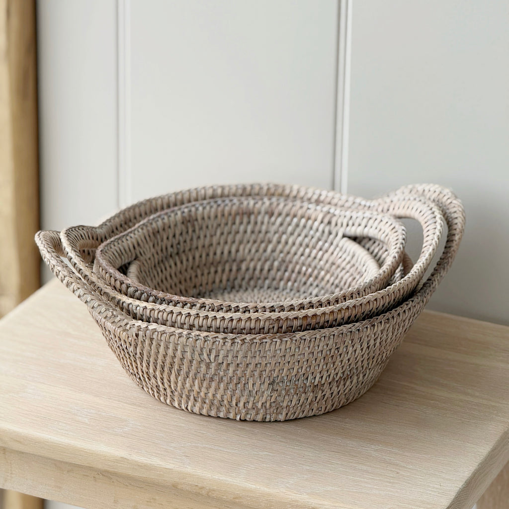 Rattan Round Basket Tray