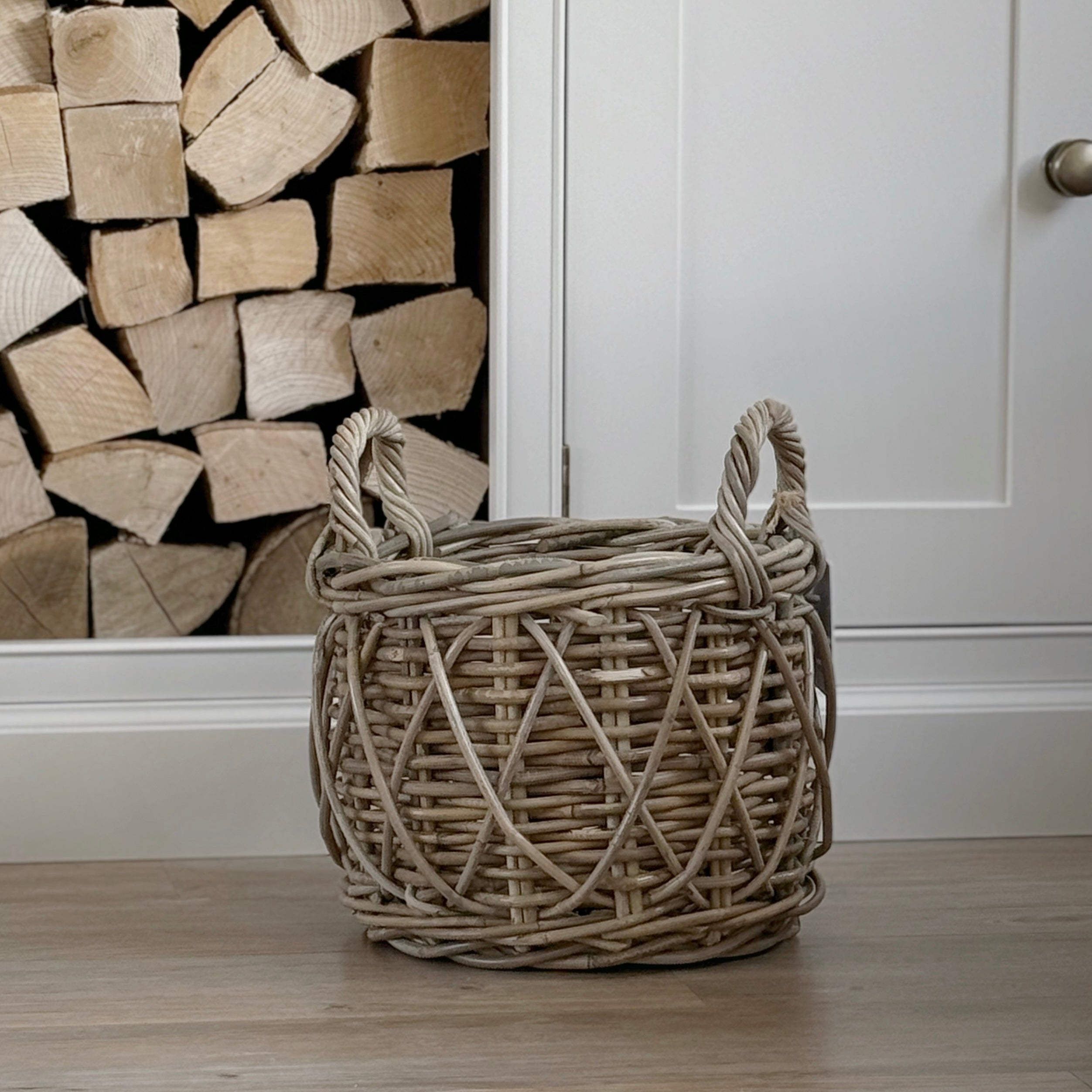 Round Cross Weave Log Basket