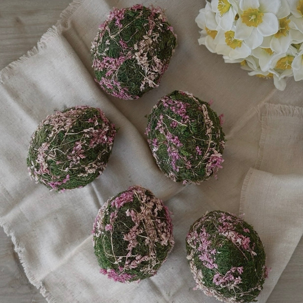 6 Large Green & Pink Moss Eggs