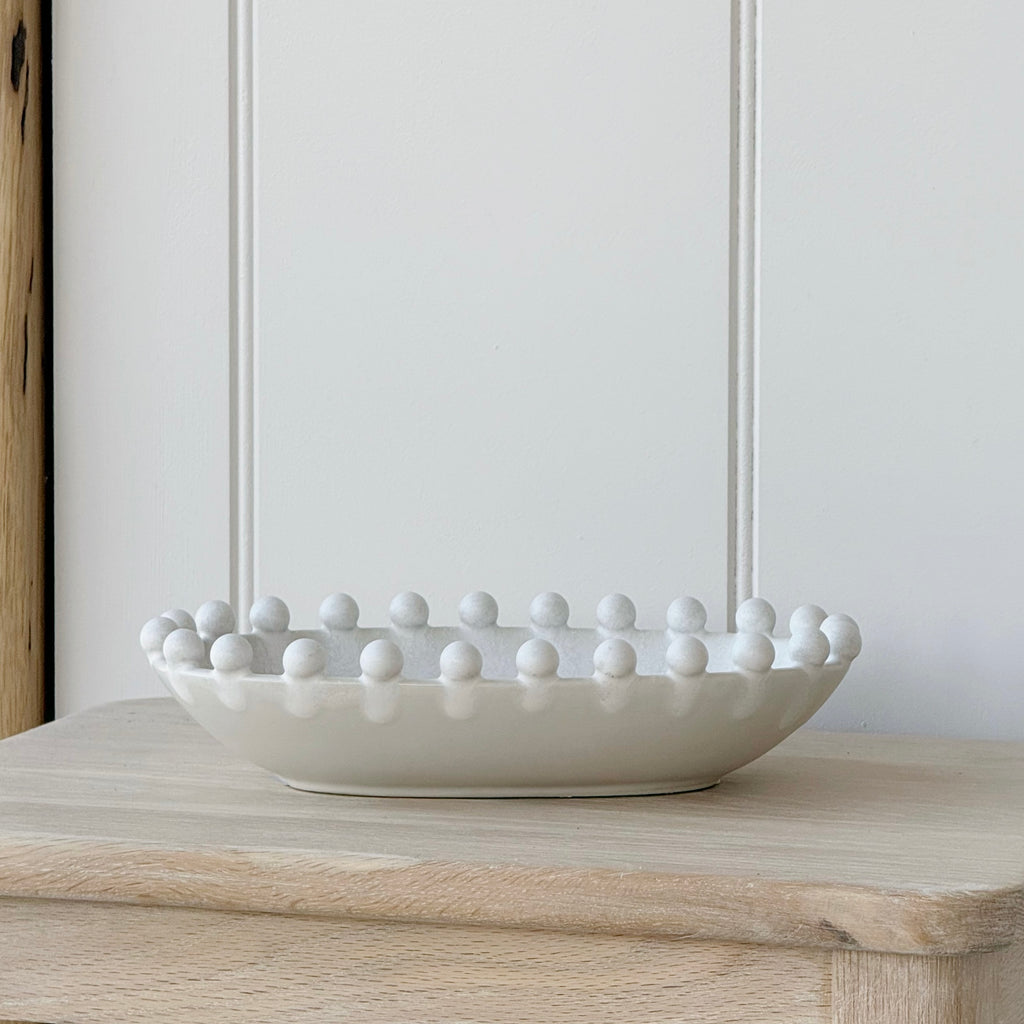 Oval Cream Bobble Bowl