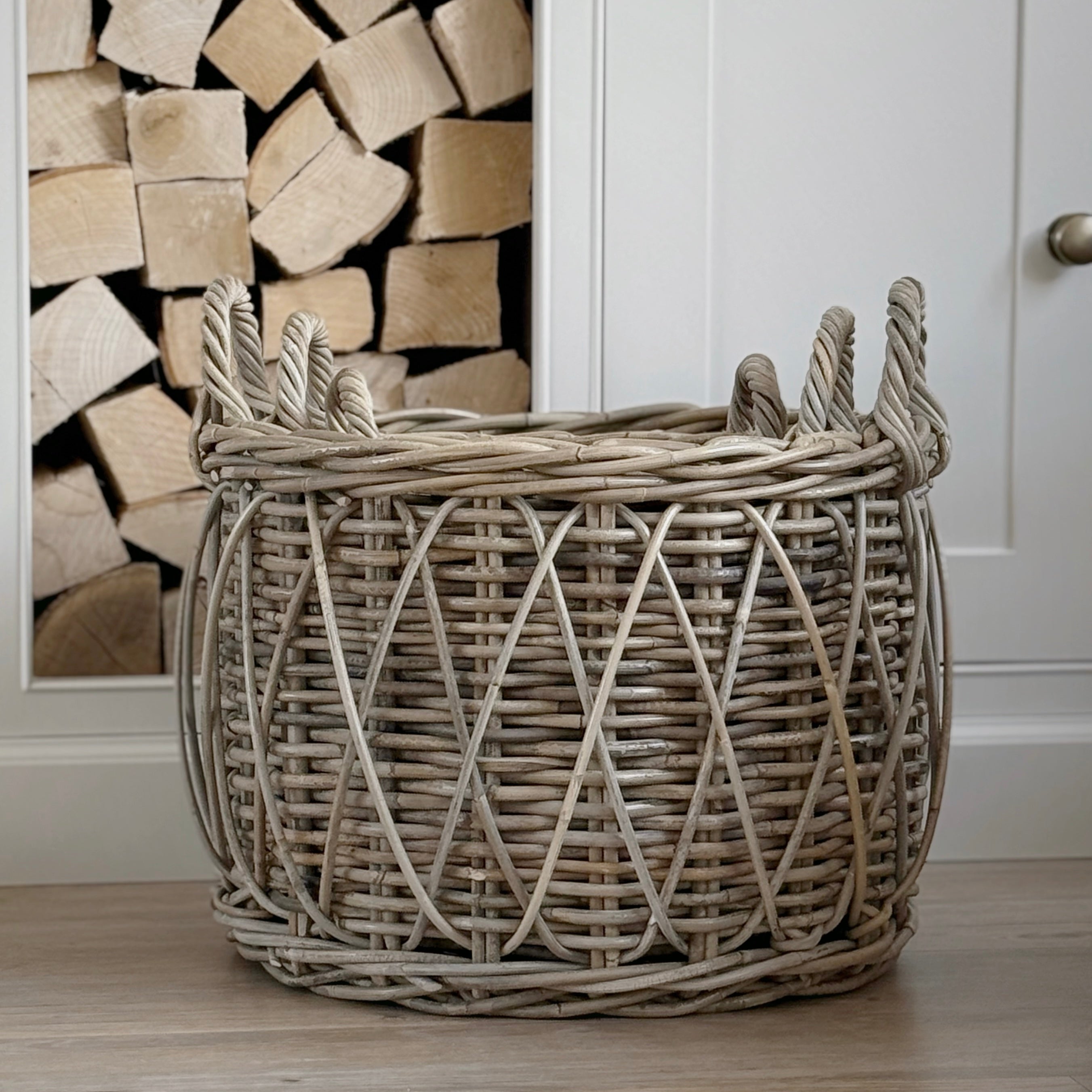 Round Cross Weave Log Basket