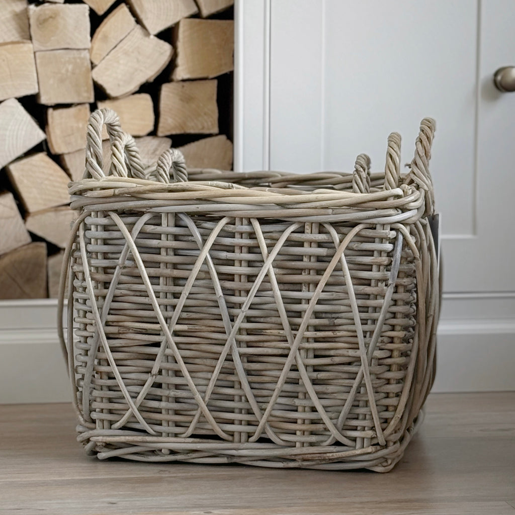 Square Cross Weave Log Basket
