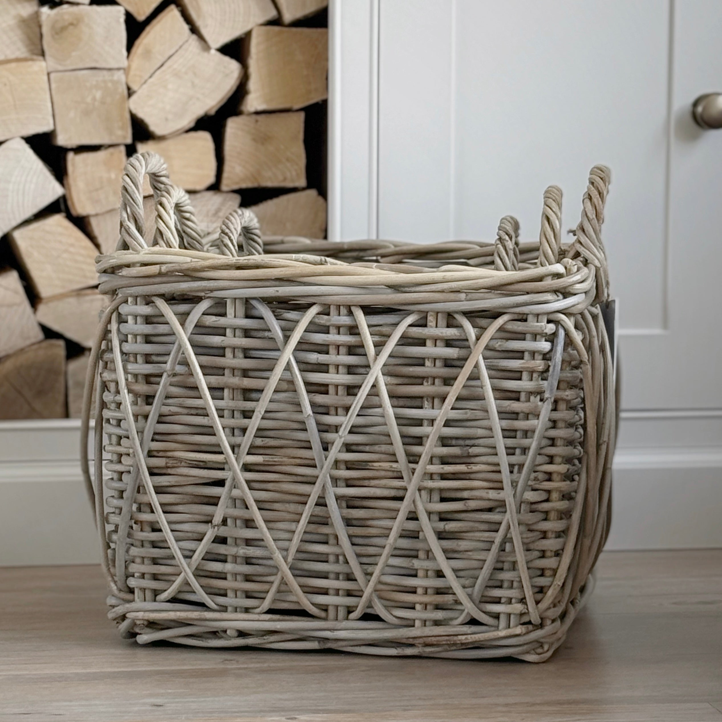 Square Cross Weave Log Basket