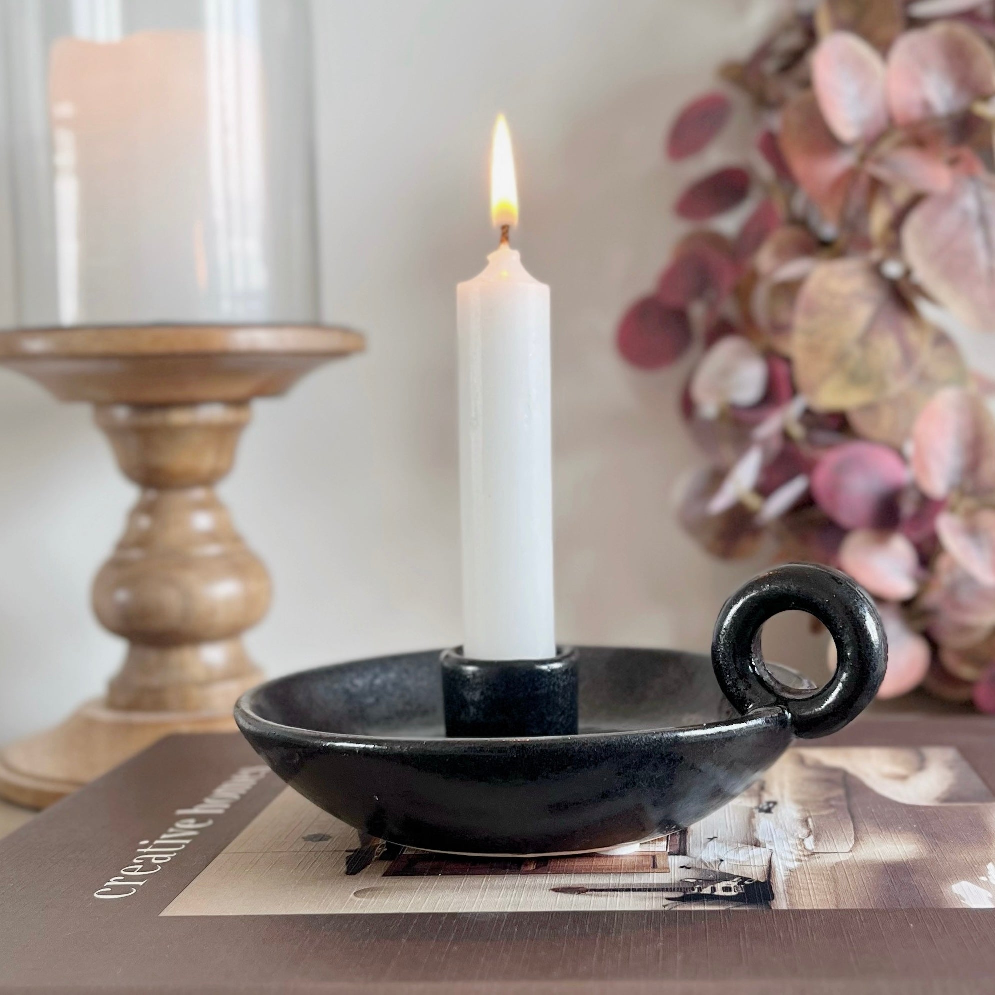 Black Dinner Candle Holder