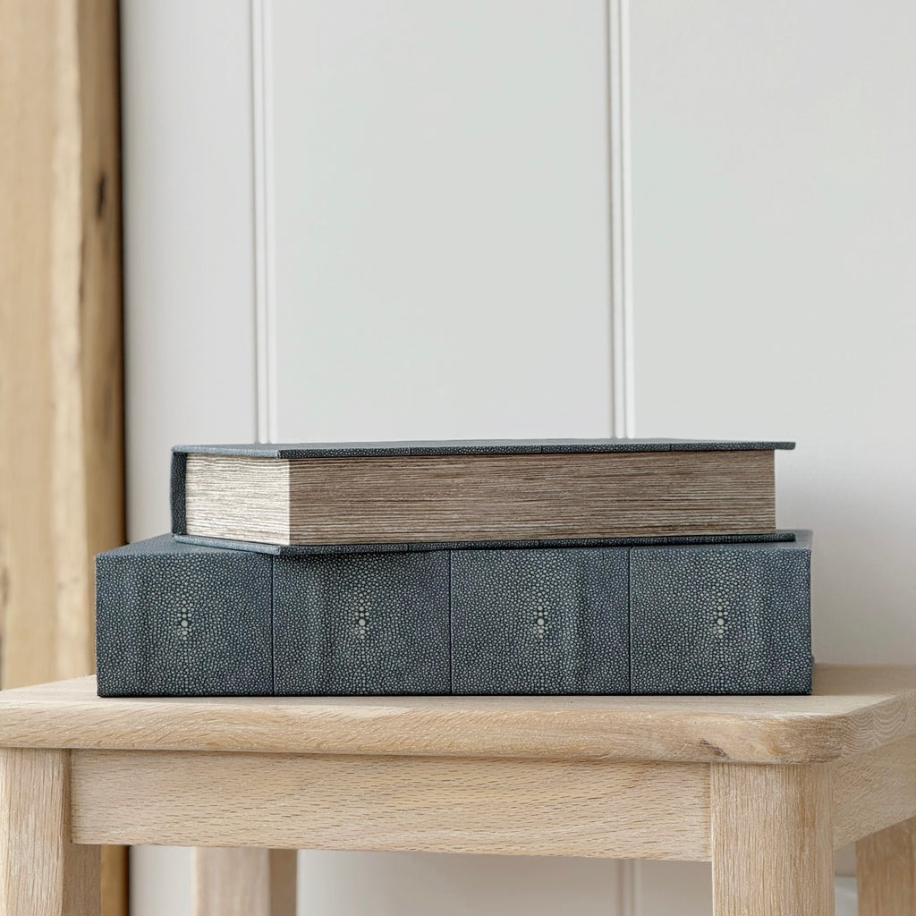 Set Of Faux Shagreen Book Box