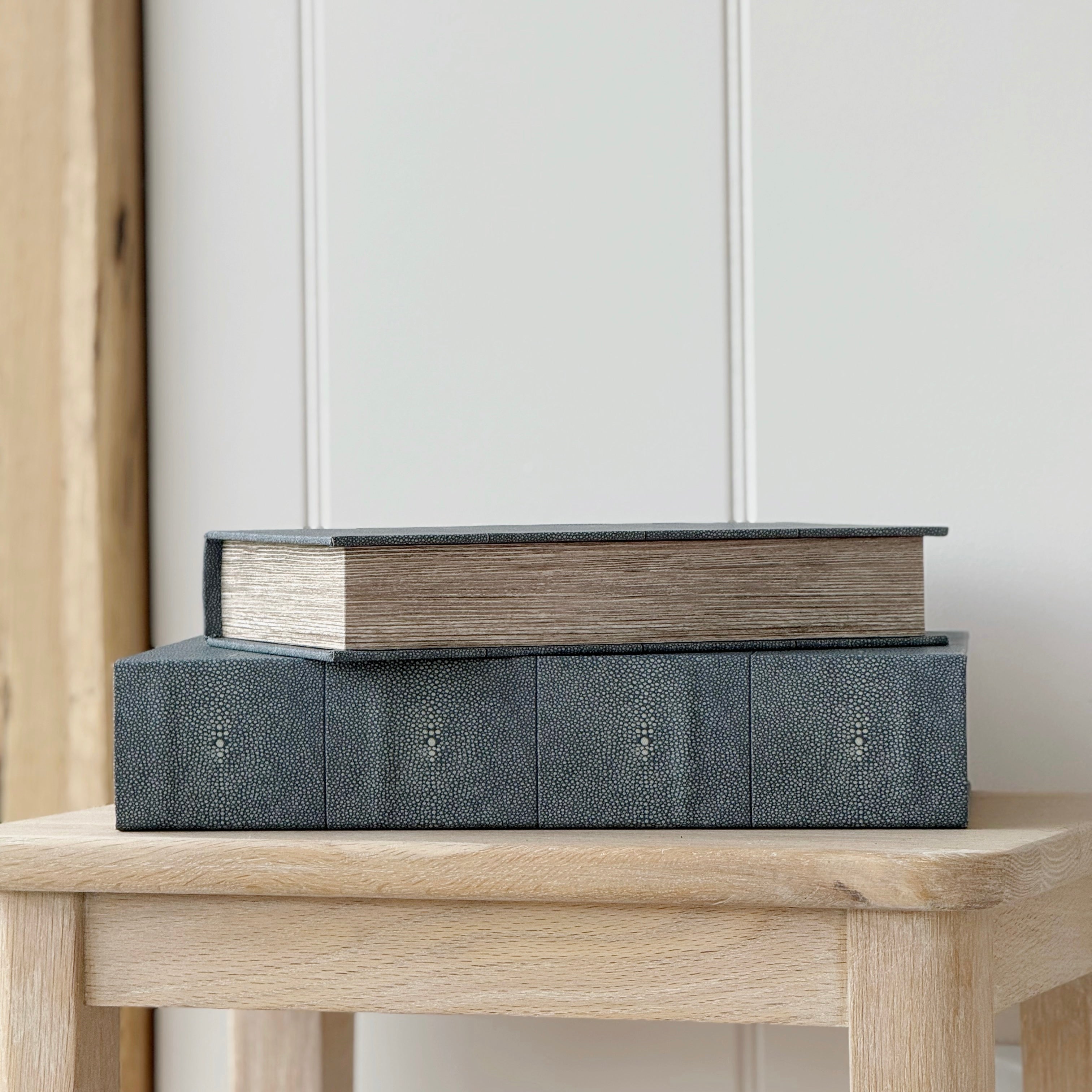 Set Of Faux Shagreen Book Box