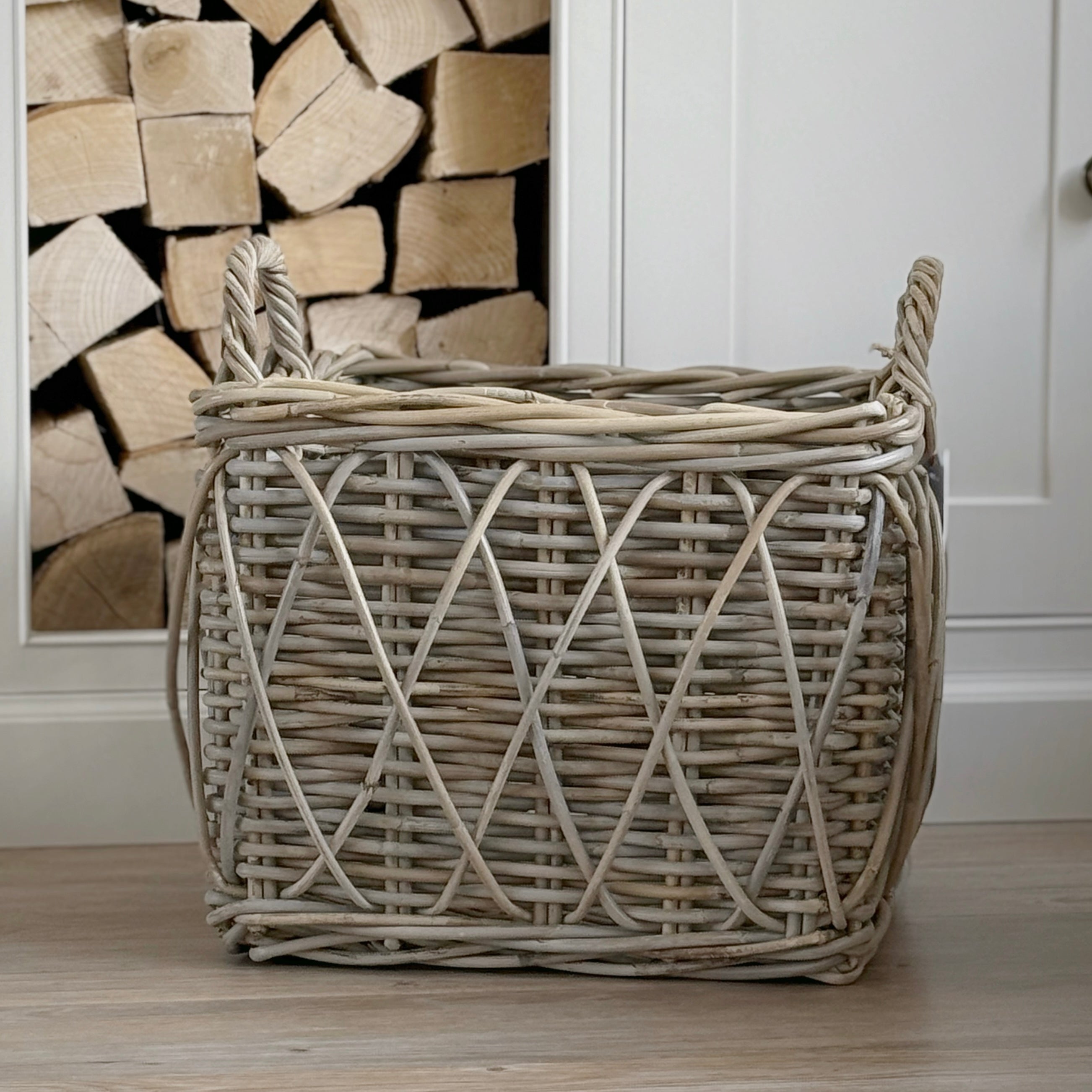 Square Cross Weave Log Basket
