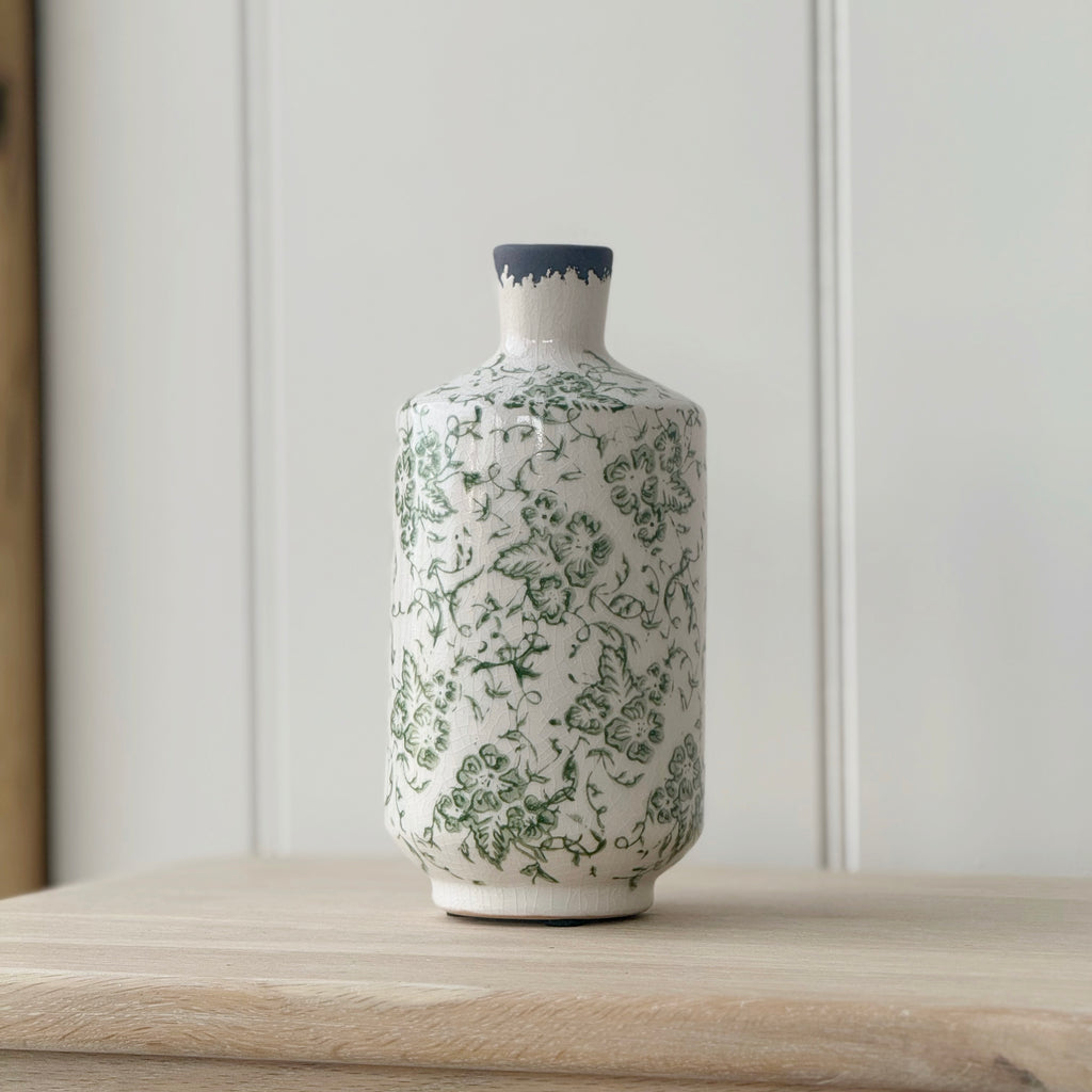 Vintage Style Green Flo Bottle Jar