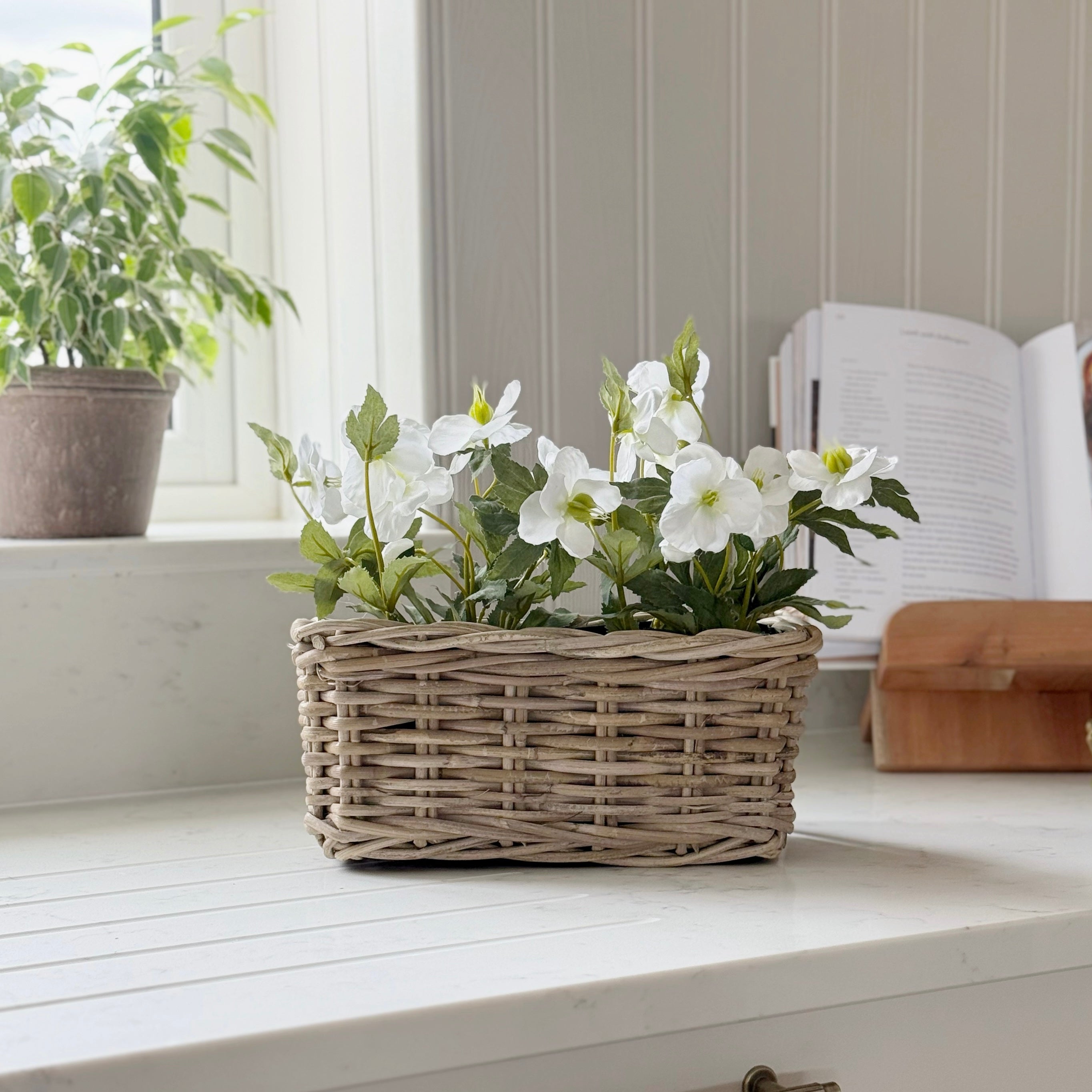Imperfect Rattan Rectangular Planter