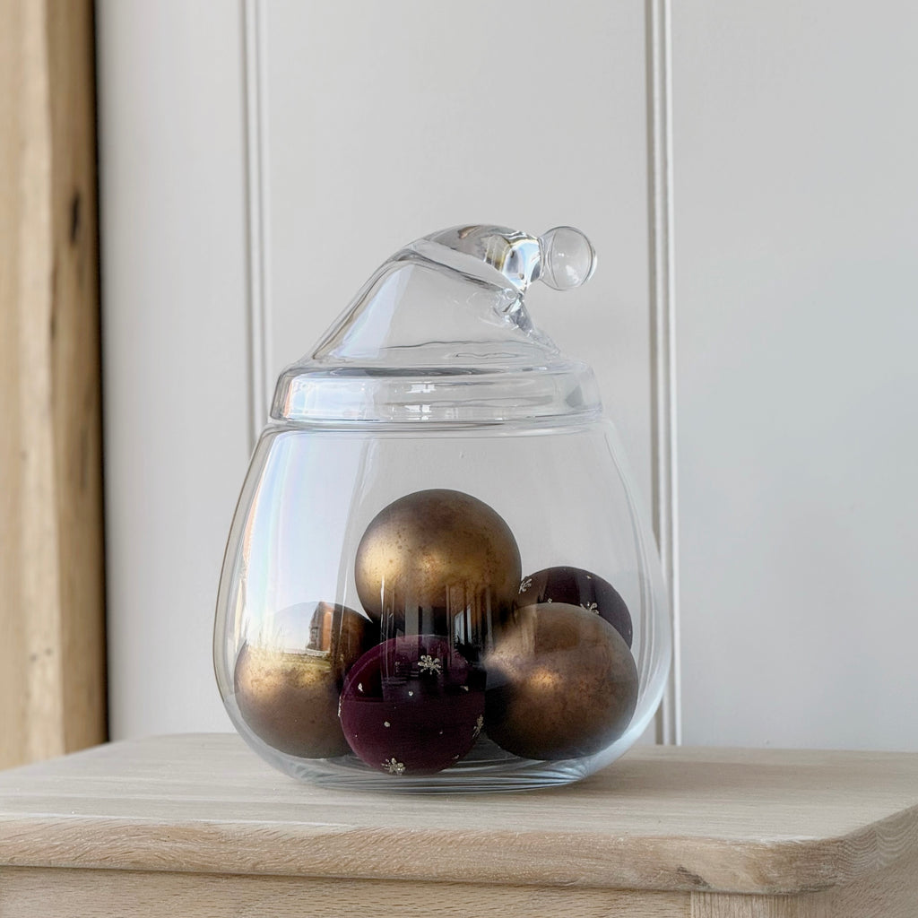 Santa Hat Glass Jar