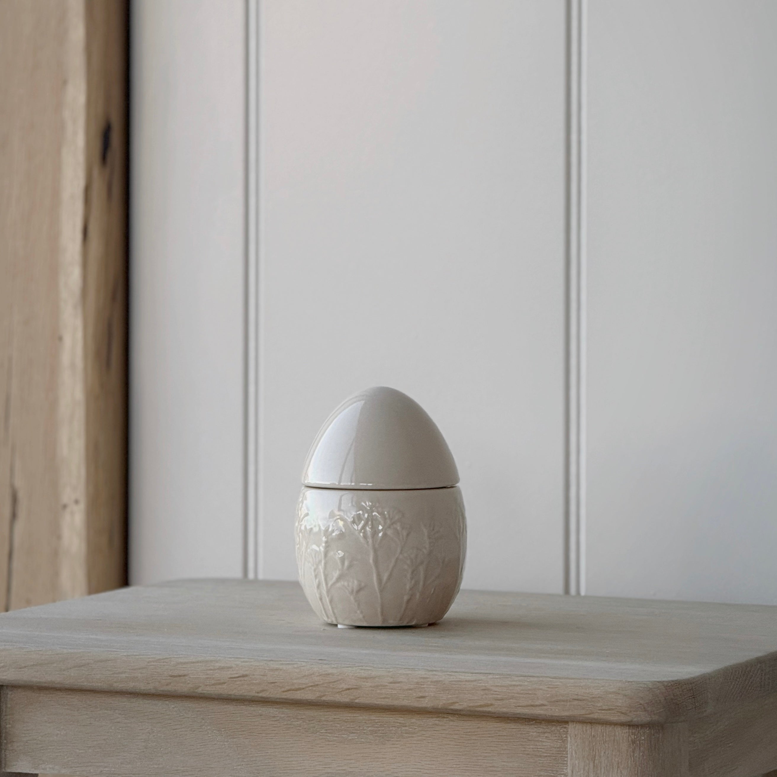 Taupe Floral Egg Jar