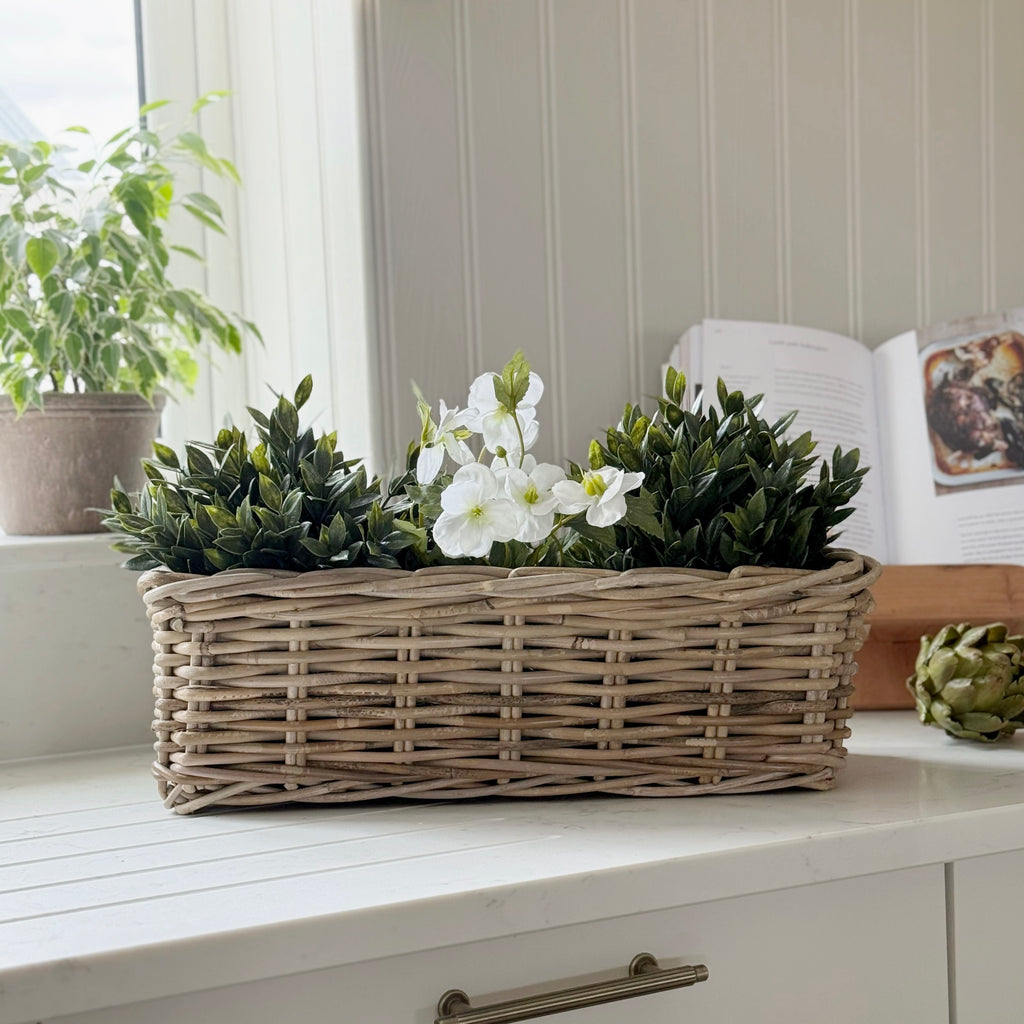 Imperfect Rattan Rectangular Planter