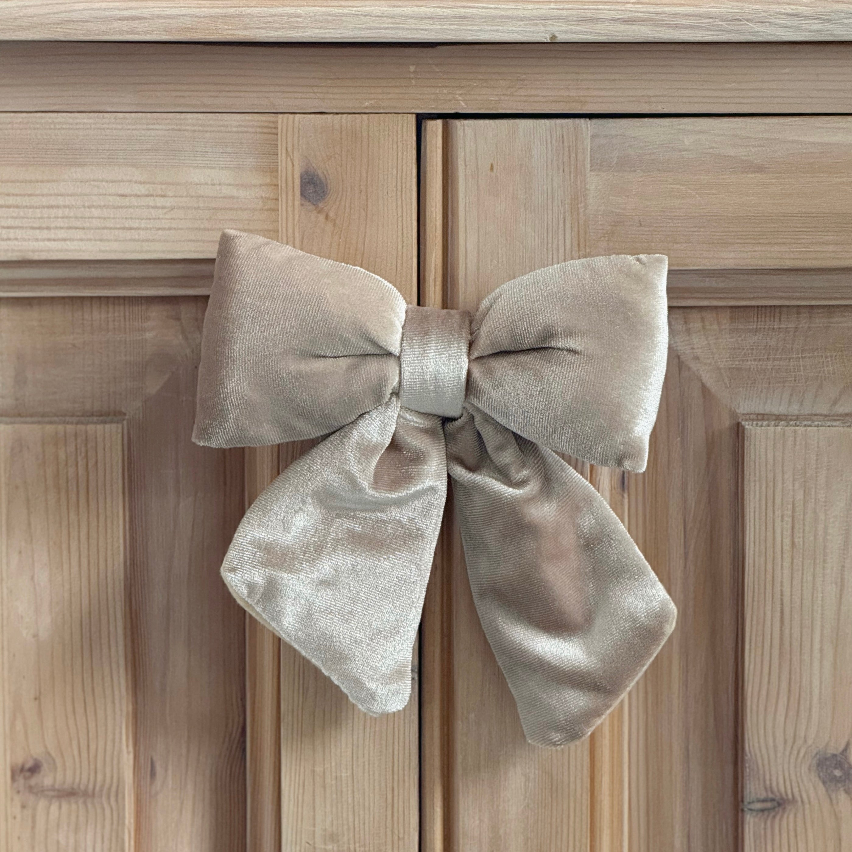 Taupe Velvet Bow With Clip
