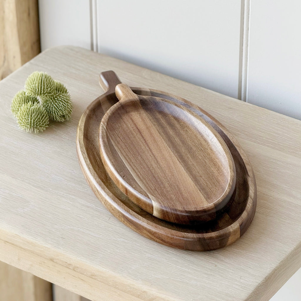 Large Acacia Wood Olive Shape Dish